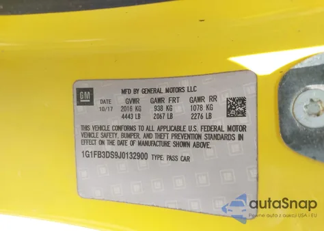 2018 Chevrolet Camaro 1Lt z USA, uszkodzony, nr VIN 1G1FB3DS9J0132900